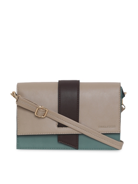 

David Jones Green & Beige Colourblocked Sling Bag