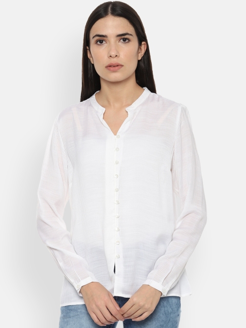 

Allen Solly Woman White Regular Fit Striped Casual Shirt