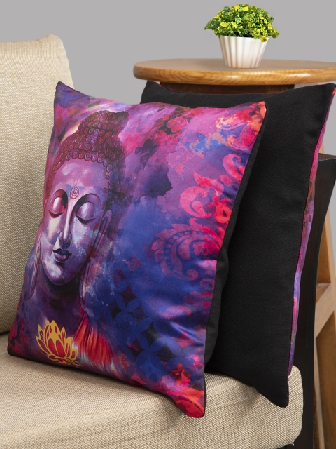 

HOUZZCODE Purple & Pink Set of 2 Buddh Square Cushion Covers