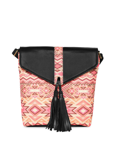

Kanvas Katha Pink & Black Printed Sling Bag