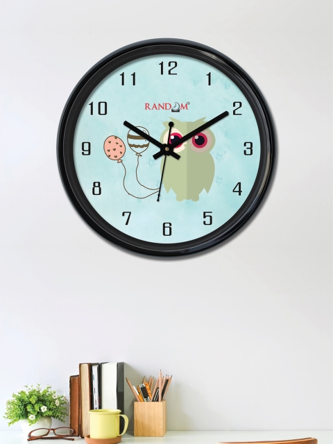 RANDOM Turquoise Blue Round Printed Analogue Wall Clock 30 cm