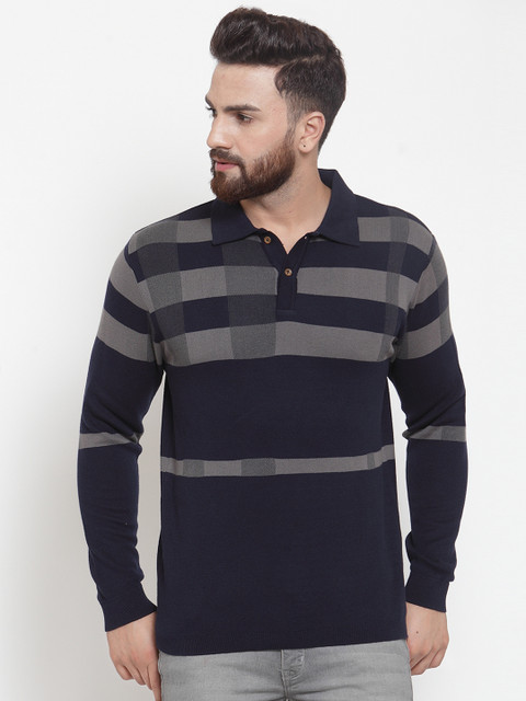 

Kalt Men Black Striped Sweater