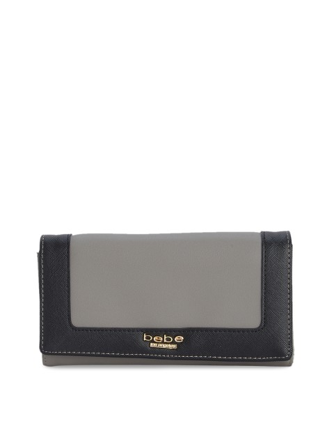 

bebe Women Grey & Black Colourblocked Two Fold Wallet