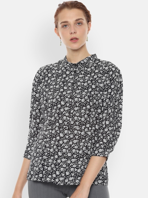 

Van Heusen Woman Black & White Regular Fit Printed Casual Shirt