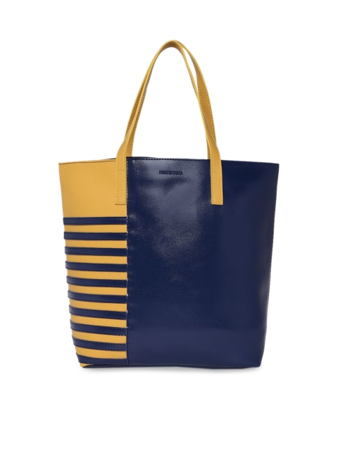 

Kanvas Katha Blue & Yellow Colourblocked Leather Shoulder Bag