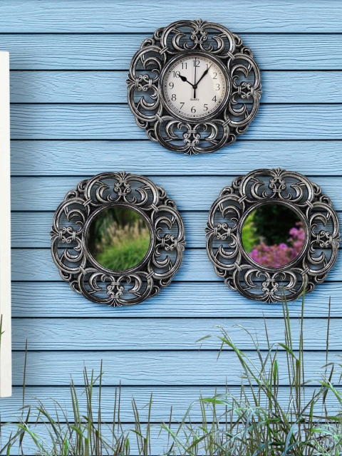 

TIED RIBBONS Set Of 3 Multicoloured Round Solid Analogue Wall Clock, Multi