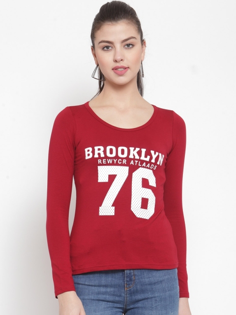 

Everlush Women Maroon Printed Round Neck T-shirt