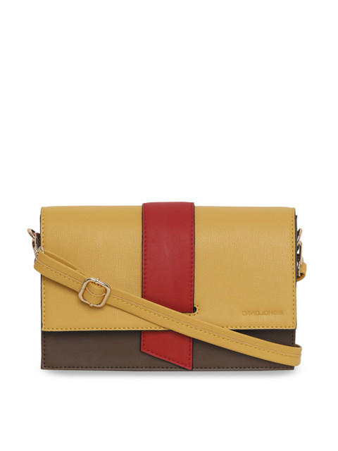 

David Jones Brown & Yellow Colourblocked Sling Bag