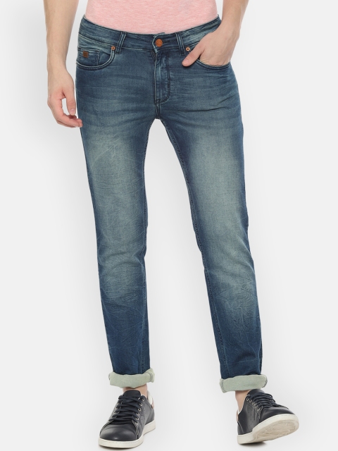 

People Men Blue Regular Fit Mid-Rise Clean Look Stretchable Jeans