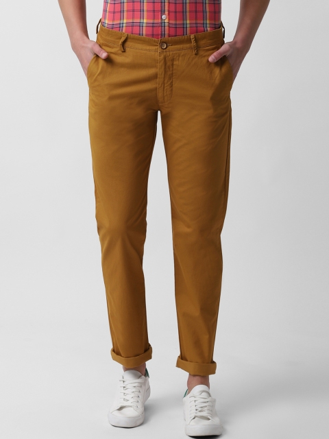 Peter England Casuals Men Khaki Slim Fit Solid Regular Trousers