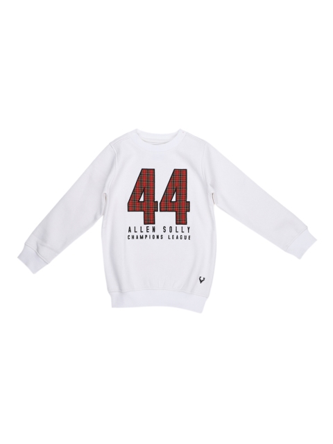 Allen Solly Junior Boys White & Maroon Printed Sweatshirt