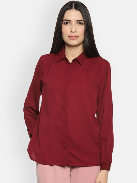 

Van Heusen Woman Maroon Regular Fit Solid Casual Shirt