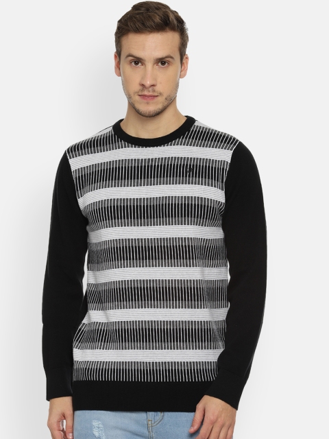 

Allen Solly Men Black & White Striped Pullover Sweater