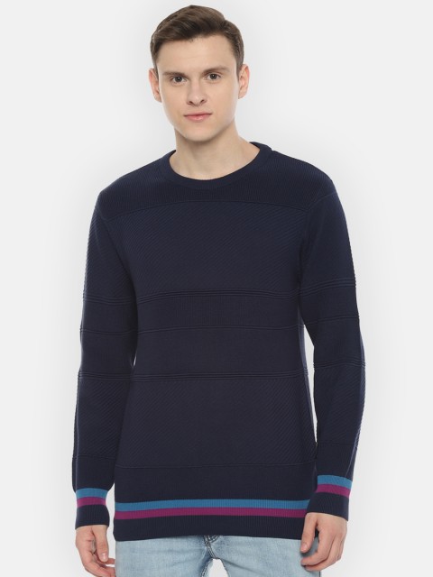 

V Dot Men Navy Blue Solid Sweater