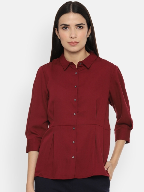 

Van Heusen Woman Maroon Regular Fit Solid Casual Shirt