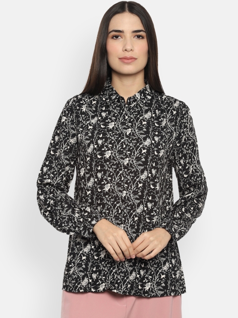 

Van Heusen Woman Black & Grey Regular Fit Printed Casual Shirt