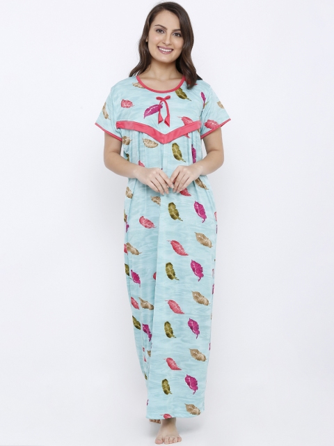 

Pretty Awesome Sea Green Printed Nightdress