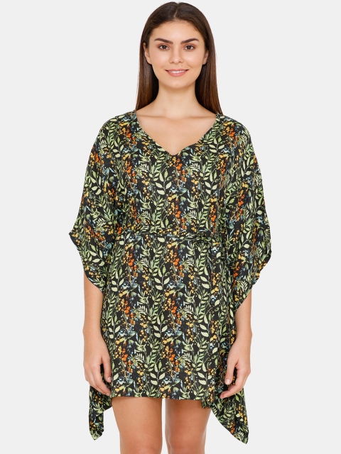 

Zivame Women Black Resort Printed Cover-Up Beach Dress