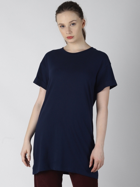 

Blue Saint Women Navy Blue Solid Round Neck T-shirt
