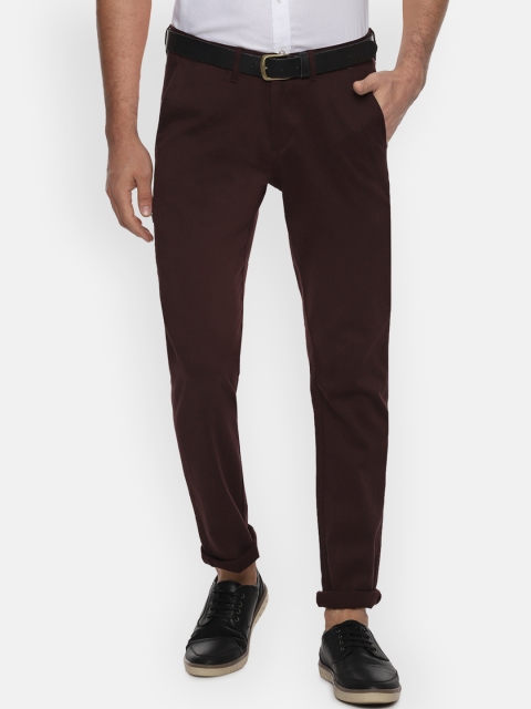 

Allen Solly Men Maroon Slim Fit Self Design Regular Trousers