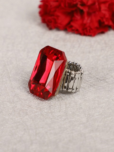

Crunchy Fashion Women Red Silver-Plated Ring