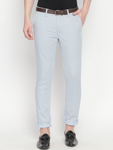 

Basics Men Grey Tapered Fit Printed Regular Trousers