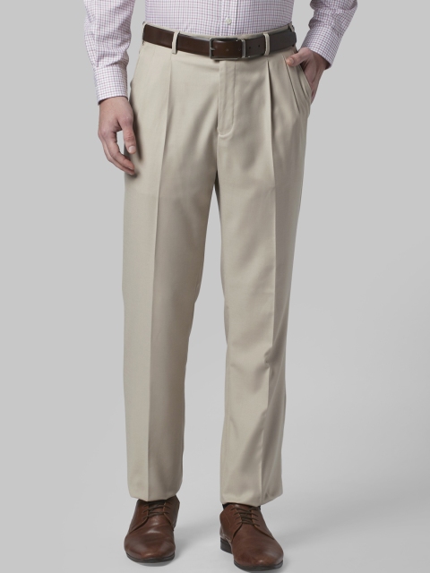 

Park Avenue Men Beige Regular Fit Solid Formal Trousers