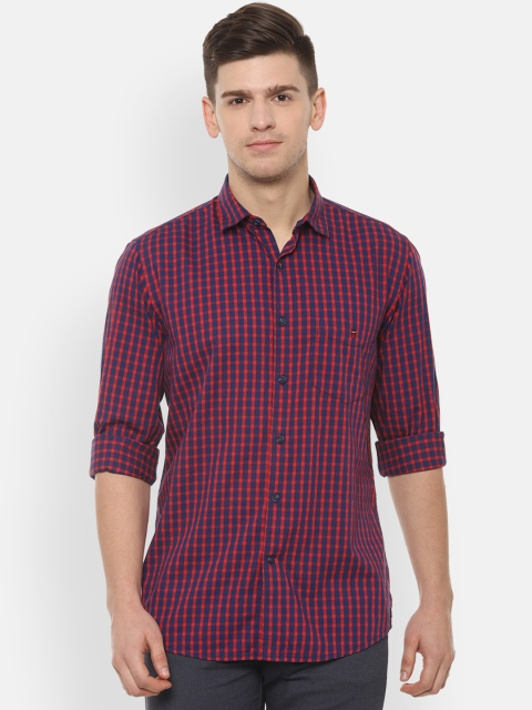 

Louis Philippe Sport Men Red & Navy Blue Slim Fit Checked Casual Shirt