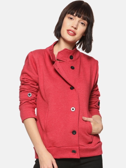 

Campus Sutra Women Maroon Solid Sporty Jacket