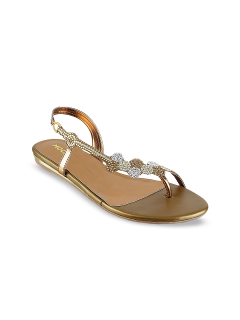 

Mochi Women Gold-Toned & Silver-Toned Embellished One-Toe Flats