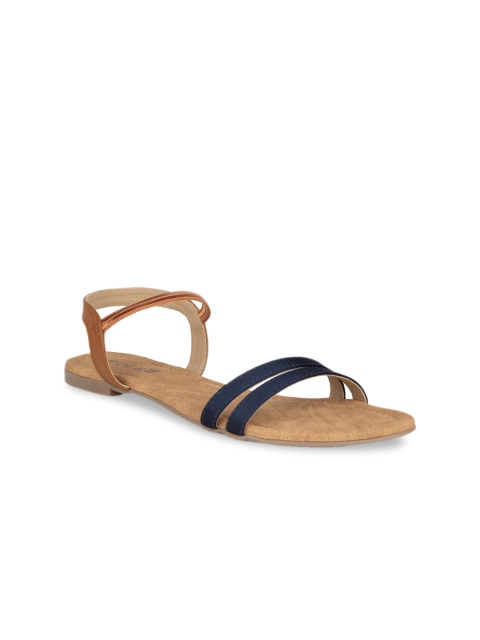 

SOLES Women Blue & Brown Colourblocked Open Toe Flats