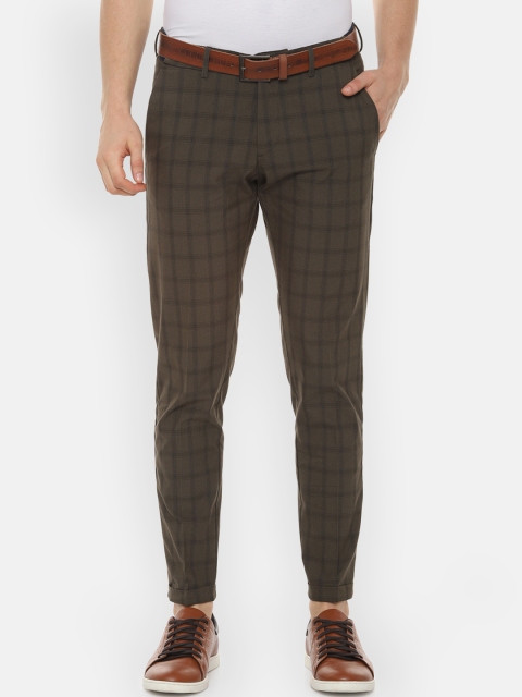 

Allen Solly Men Brown Slim Fit Checked Regular Trousers