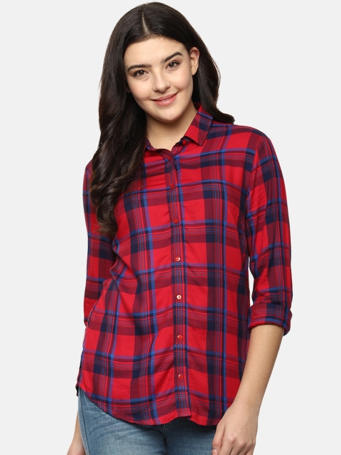 

Allen Solly Woman Red & Blue Regular Fit Checked Casual Shirt