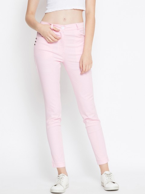 

Rider Republic Women Pink Slim Fit Solid Cigarette Trousers