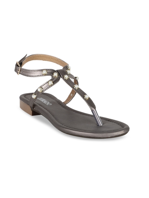 

Jurado Women Grey Embellished T-Strap Flats