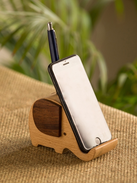 

ExclusiveLane Brown Solid The Elephant Trunk Wooden Handcrafted Mobile Stand