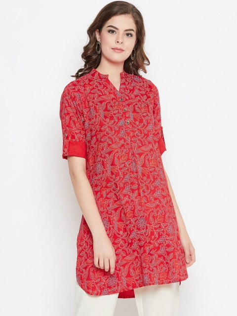 

Ruhaan's Womens Red Printed Tunic in Rayon