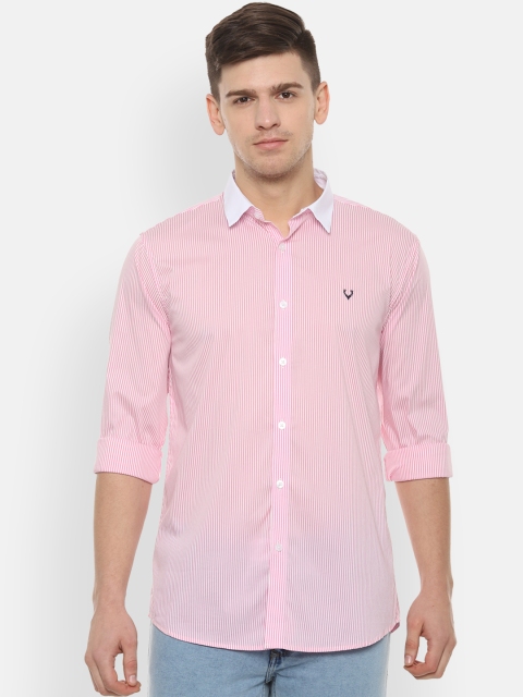 

Allen Solly Men Pink & White Slim Fit Striped Casual Shirt
