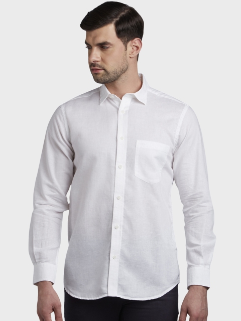 

ColorPlus Men White Tailored Fit Solid Casual Shirt