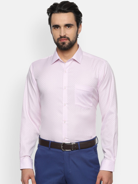 

Van Heusen Men Pink Boxy Self Design Formal Shirt
