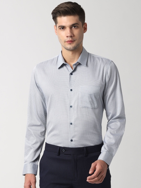 

Peter England Men Grey & White Slim Fit Printed Formal Shirt