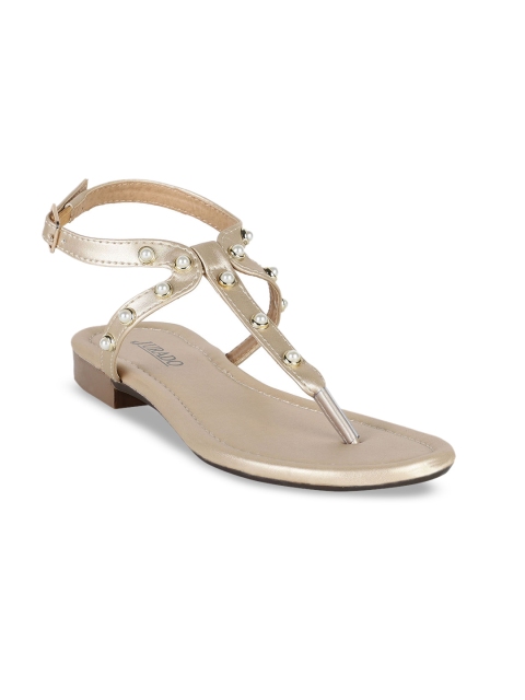 

Jurado Women Muted Gold-Toned Embellished T-Strap Flats