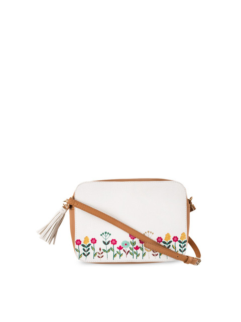 

Chumbak White Embroidered Sling Bag