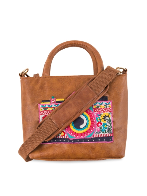 

Chumbak Tan Brown Embellished Handheld Bag