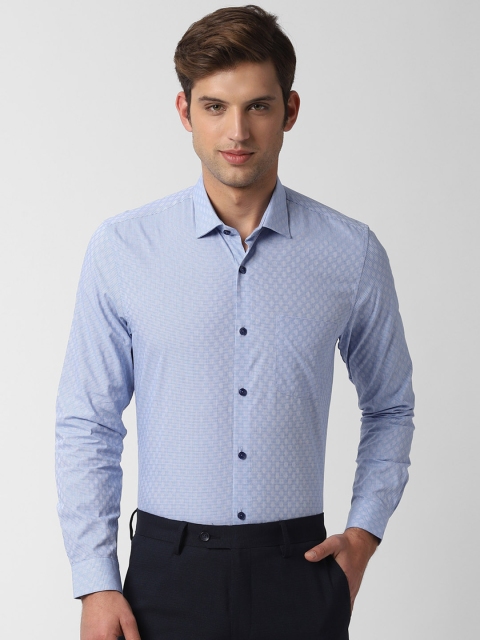 

Peter England Men Blue Slim Fit Self Design Formal Shirt