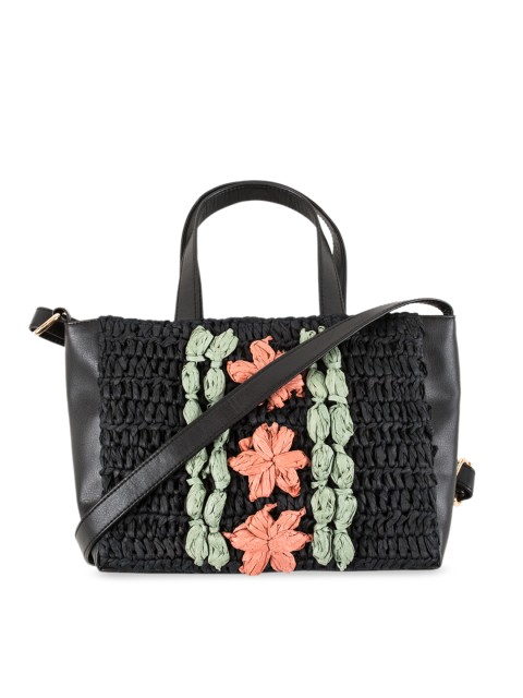 

Chumbak Black Self Design Handheld Bag