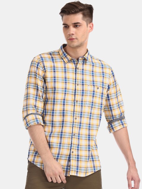 

Cherokee Men Yellow Regular Fit Checked Casual Shirt