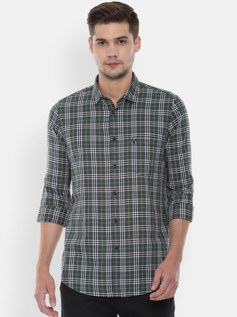 

Allen Solly Men Green & White Slim Fit Checked Casual Shirt