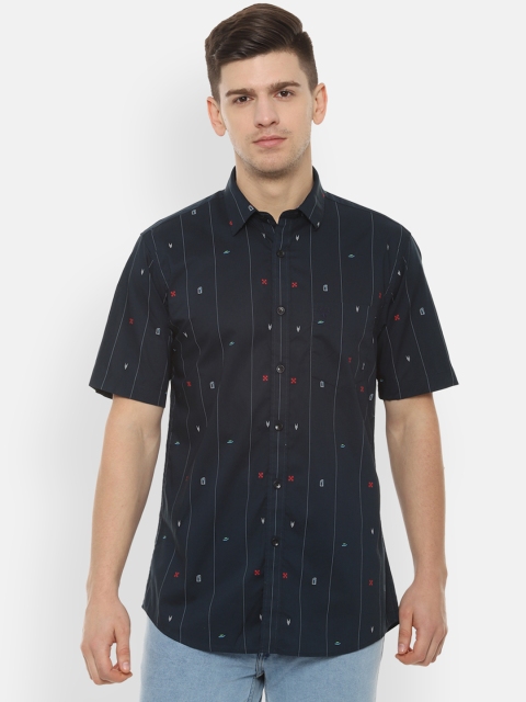 

Allen Solly Men Navy Blue Slim Fit Printed Casual Shirt