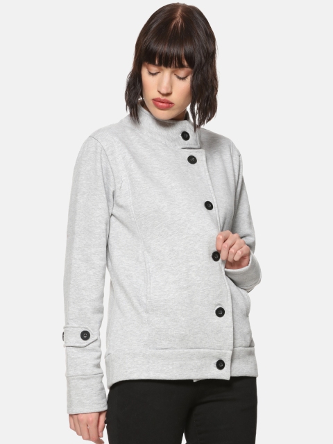 

Campus Sutra Women Grey Melange Solid Tailored Jacket